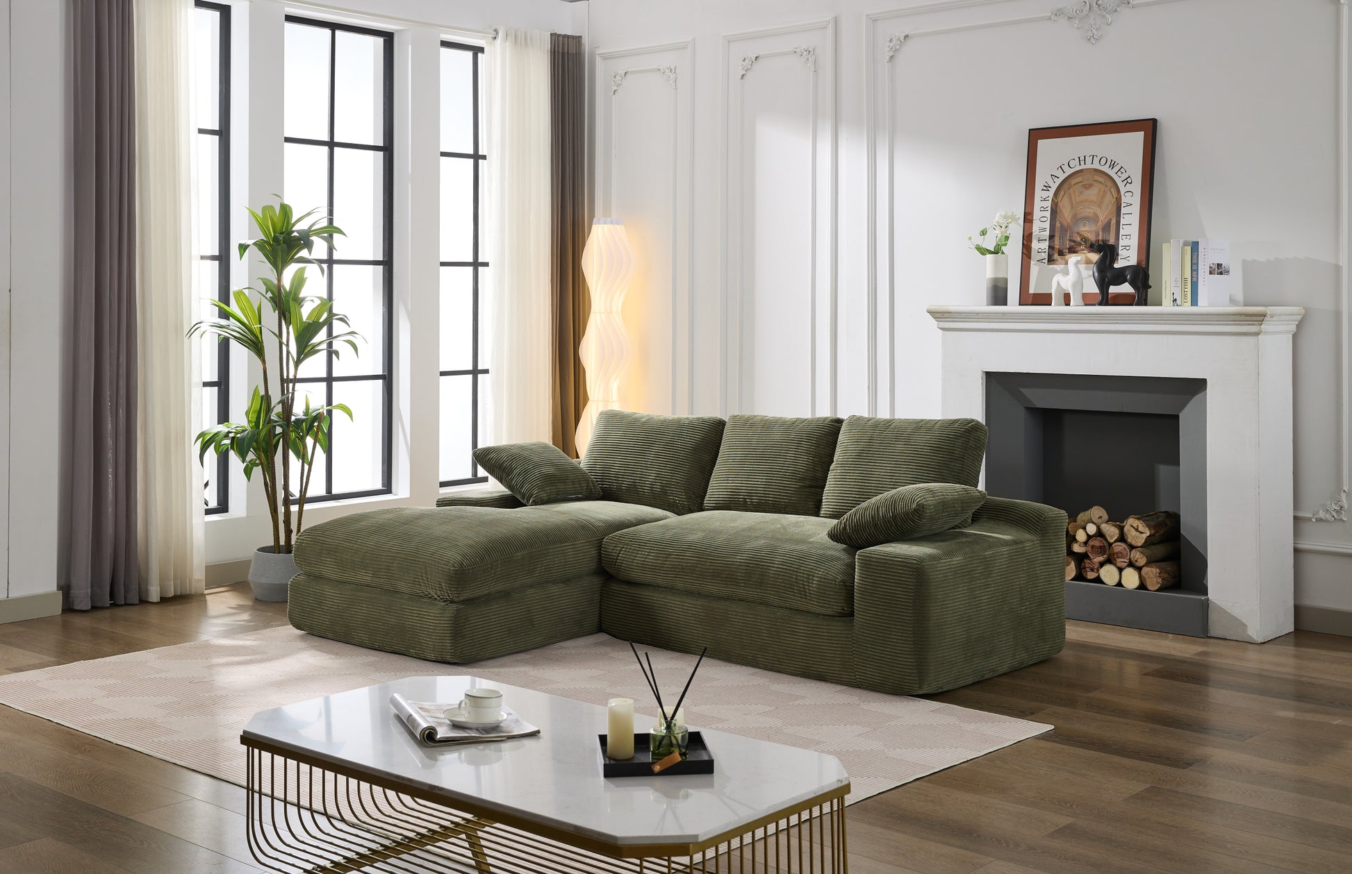 99*69" Modular Sectional Living Room Sofa Set, Modern Minimalist Style Couch, Upholstered Sleeper Sofa For Living Room, Bedroom, 2 Pc Free Combination, Installation Free Sofa, L Shape, Army Green Army Green Primary Living Space Soft Minimalist,Modern