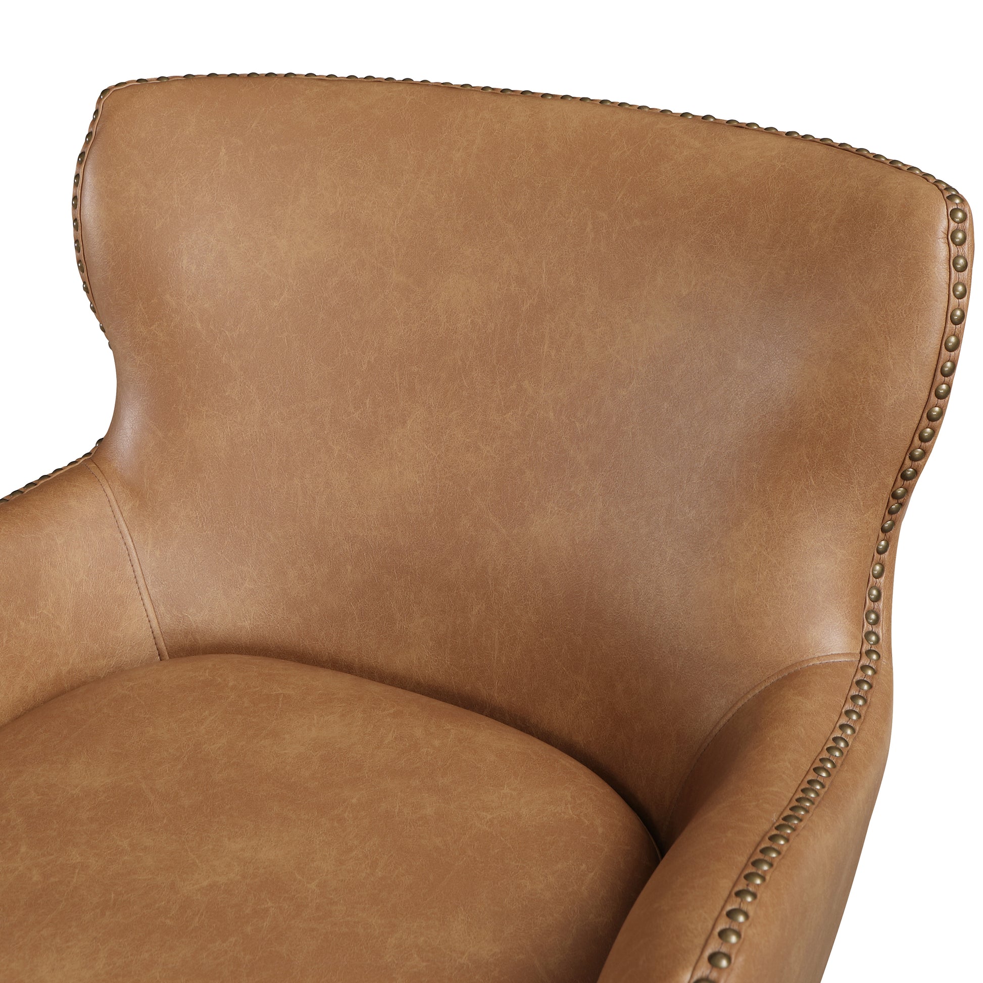 Daniela Saddle High Leg Slope Arm Chair Brown Foam Faux Leather