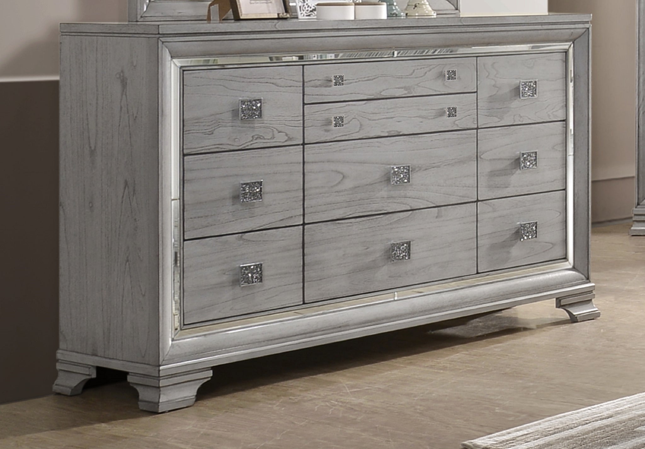 Contemporary 1Pc Light Gray Brown Finish 6 Storage Drawer Dresser Jewe Contemporary 1Pc Light Gray Brown Finish 6 Storage Drawer Dresser Jewe
