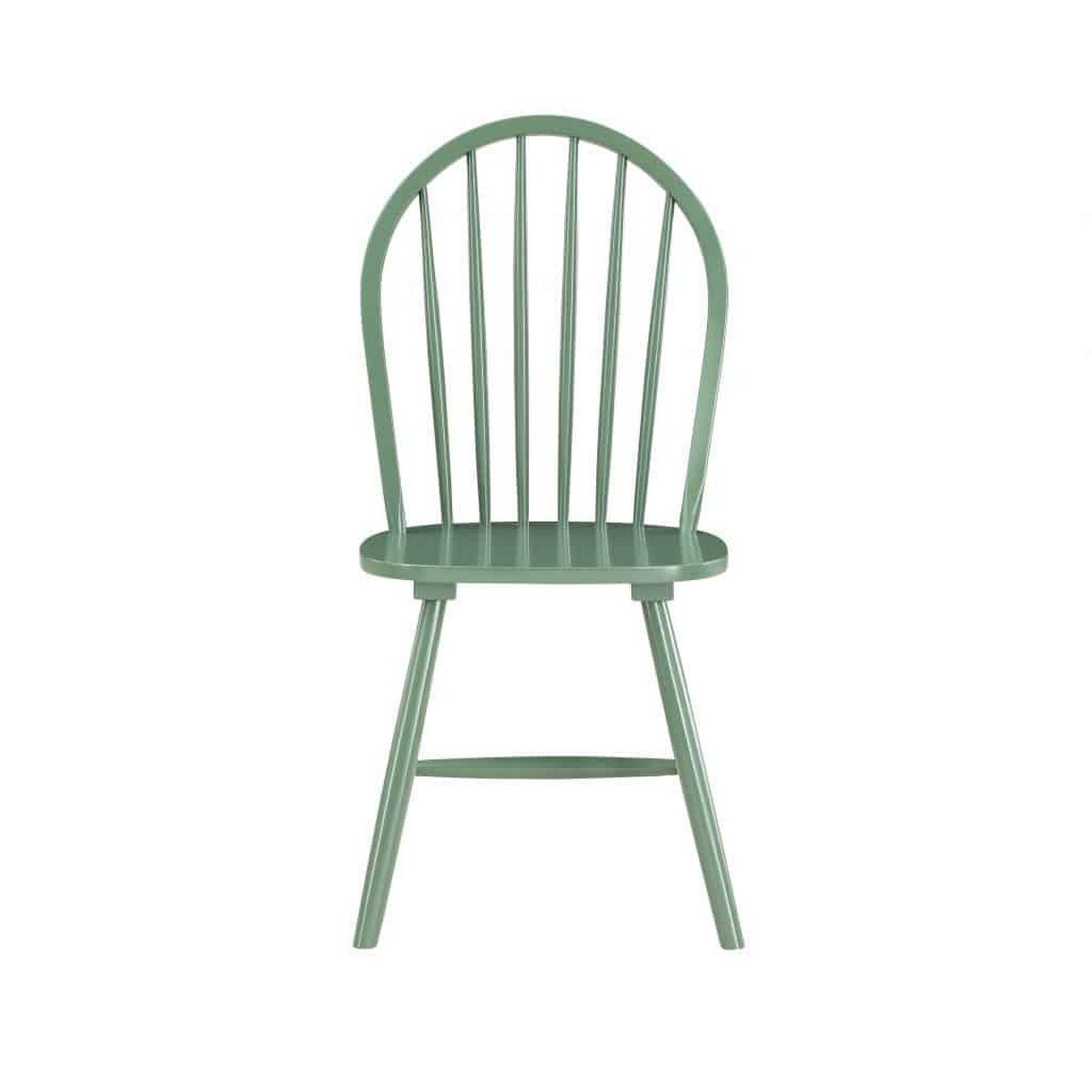 Irvin 18 Inch Modern Dining Chairs, Round Spindle Backs, Set Of 2, Green Green Solid Wood