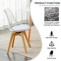 Modern Chairs Can Rotate 360 Degrees. The Backrest Is Made Of Pet Material, The Seat Cushion Is Made Of Pu Material, And The Support Legs Are Made Of Oak. Set Of 4 White Wood