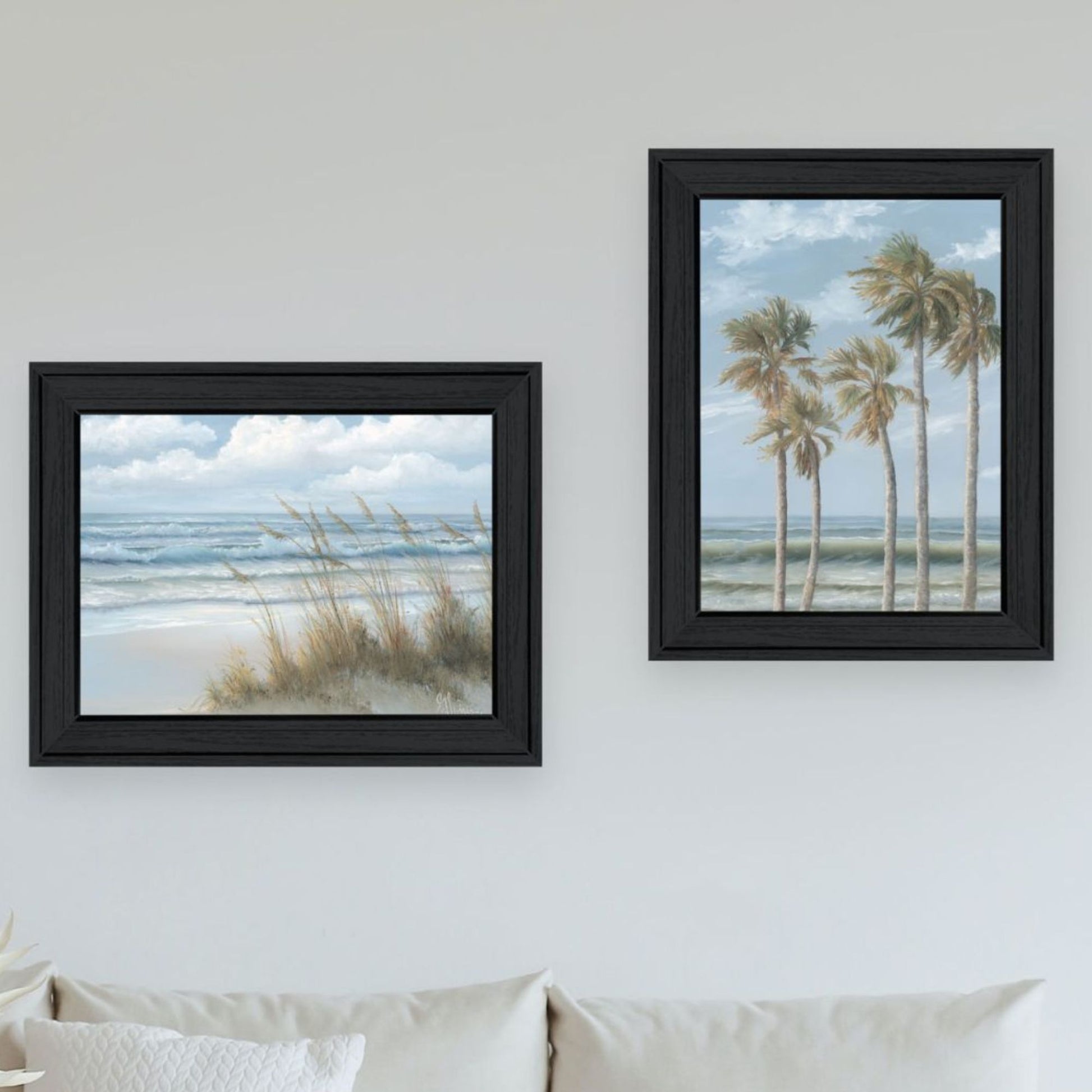 "Winds Of The Ocean Blowing The Palm Trees And Sea Oats" Framed Wall Art For Living Room, Wall Art Print For Home Decor, Bedroom Wall Art By Georgia Janisse Multicolor Wood Paper