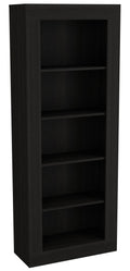 Bookcase With Vertical Design And 5 Storage Shelves, Black Black Solid Wood Mdf Engineered Wood