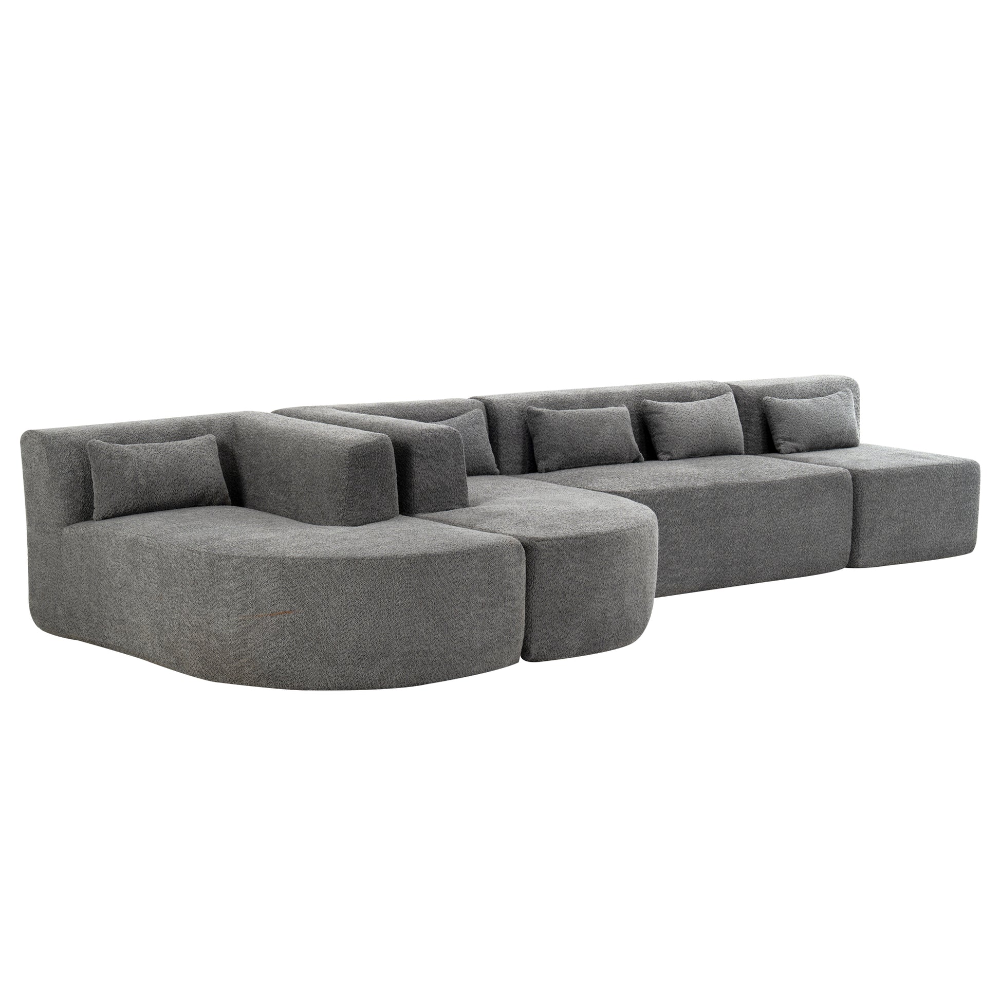 143.7" Upholstered Sofa Free Combined Sofa Couch With Two Chaise Lounge And Five Back Pillows For Living Room, Light Gray Light Gray Foam Polyester 5 Seat