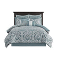 8 Piece Jacquard Comforter Set Aqua Silver King King Aqua Silver Polyester