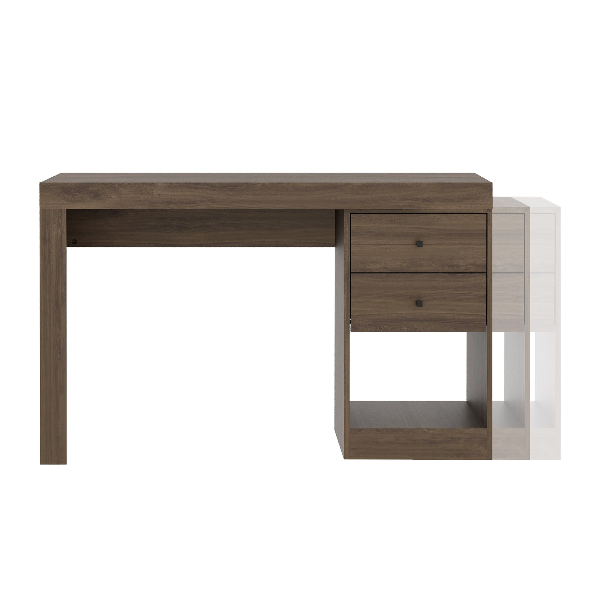 Techni Mobili Expandable Home Office Desk, Walnut Walnut Writting Desk Office Modern Rectangular Rectangular Mdf