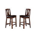 Dining Chairs With Black Faux Leather Seat, Walnut Set Of 2 Solid Walnut Dining Room Rectangular Set Of 2 Rubber Wood