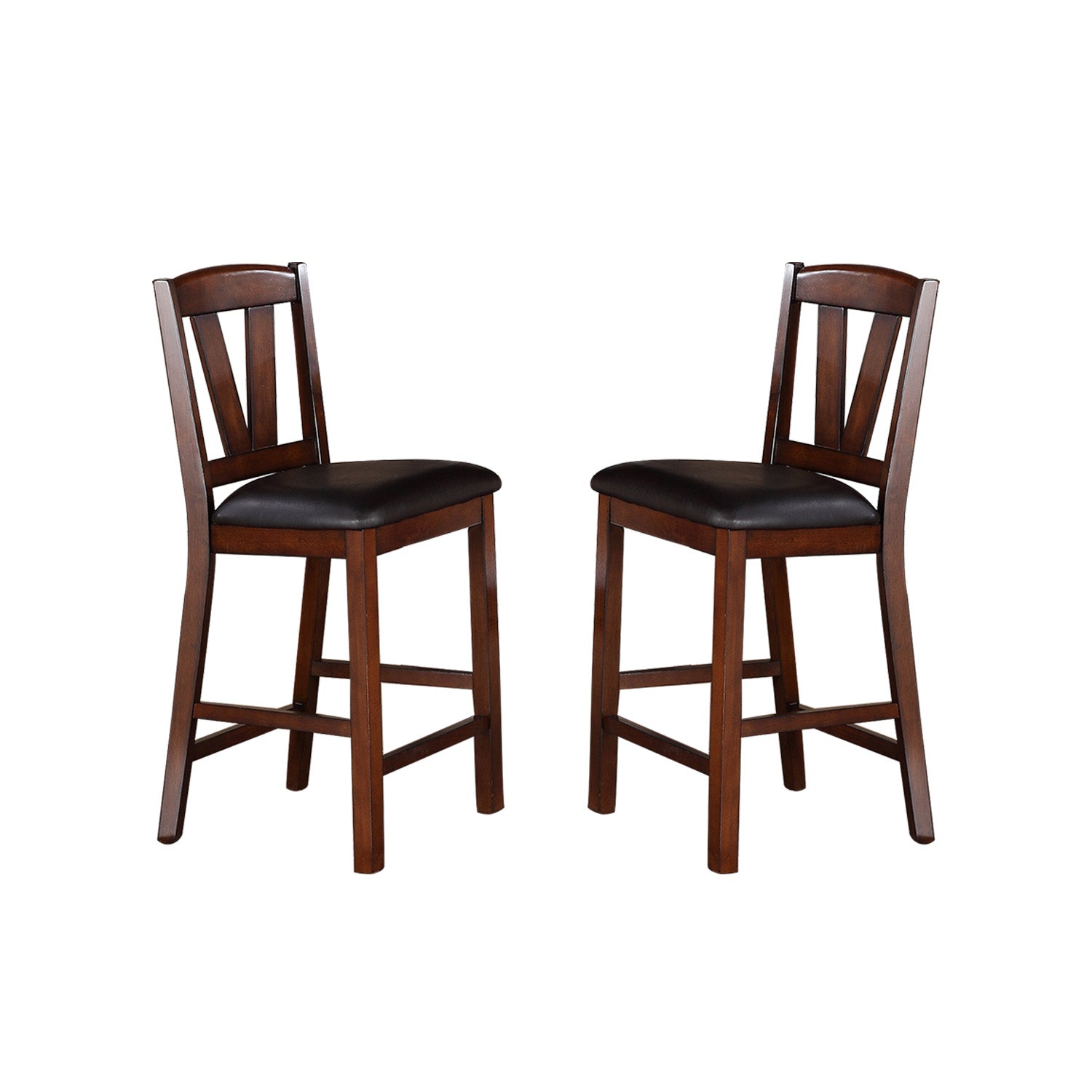 Dining Chairs With Black Faux Leather Seat, Walnut Set Of 2 Solid Walnut Dining Room Rectangular Set Of 2 Rubber Wood