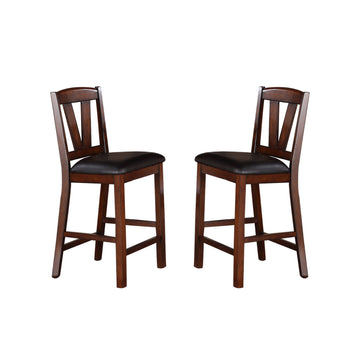 Dining Chairs With Black Faux Leather Seat, Walnut Set Of 2 Solid Walnut Dining Room Rectangular Set Of 2 Rubber Wood