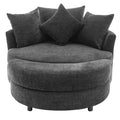 Orisfur. 360 Swivel Accent Barrel Chair With Storage Ottoman & 4 Pillows, Modern Chenille Leisure Chair Round Accent For Living Room, Gray Gray Foam Chenille