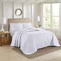 3 Piece Reversible Bedspread Set White King Cal King King White Polyester