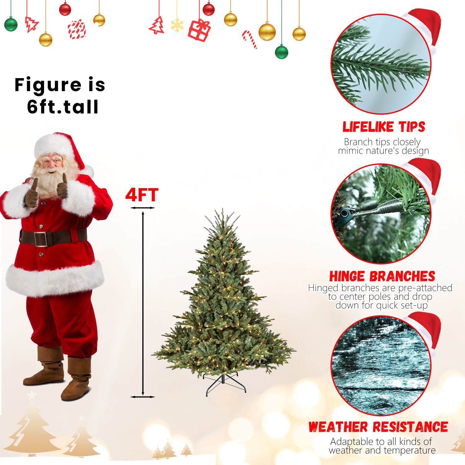 7Ft Christmas Tree Simulate Nature Advanced Materials Premium Hinged Spruce Artificial Douglas Firs Tree, Christmas Holiday Party Atmosphere Decoration Year Celebration Pe Pvc Xmas Tree Green