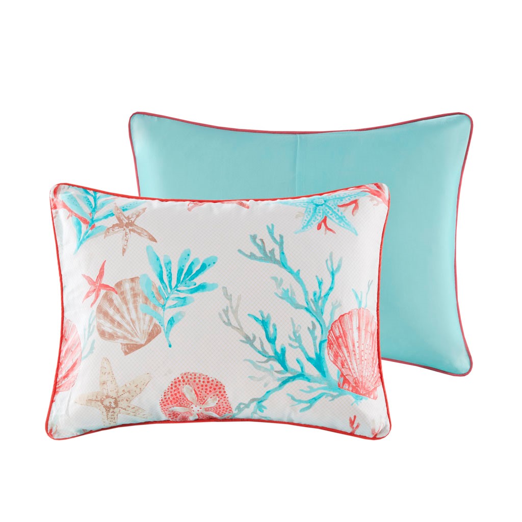 7 Piece Cotton Sateen Comforter Set Coral King King Coral Cotton