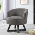 Swivel Chair With Cross Shaped Wooden Base,Lounge Chair With Solid Wood Legs, 360 Freely Swivel Chairclassic Linen Fabric For Living Room, Bedroom, Office, Dresser Dark Gray Dark Gray Gray Primary Living Space American Design,Artsy,Classic,Modern