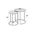 Zaidee Nesting Table Set, Natural Marble Top & Nickel Finish Lv02796 White Marble Metal