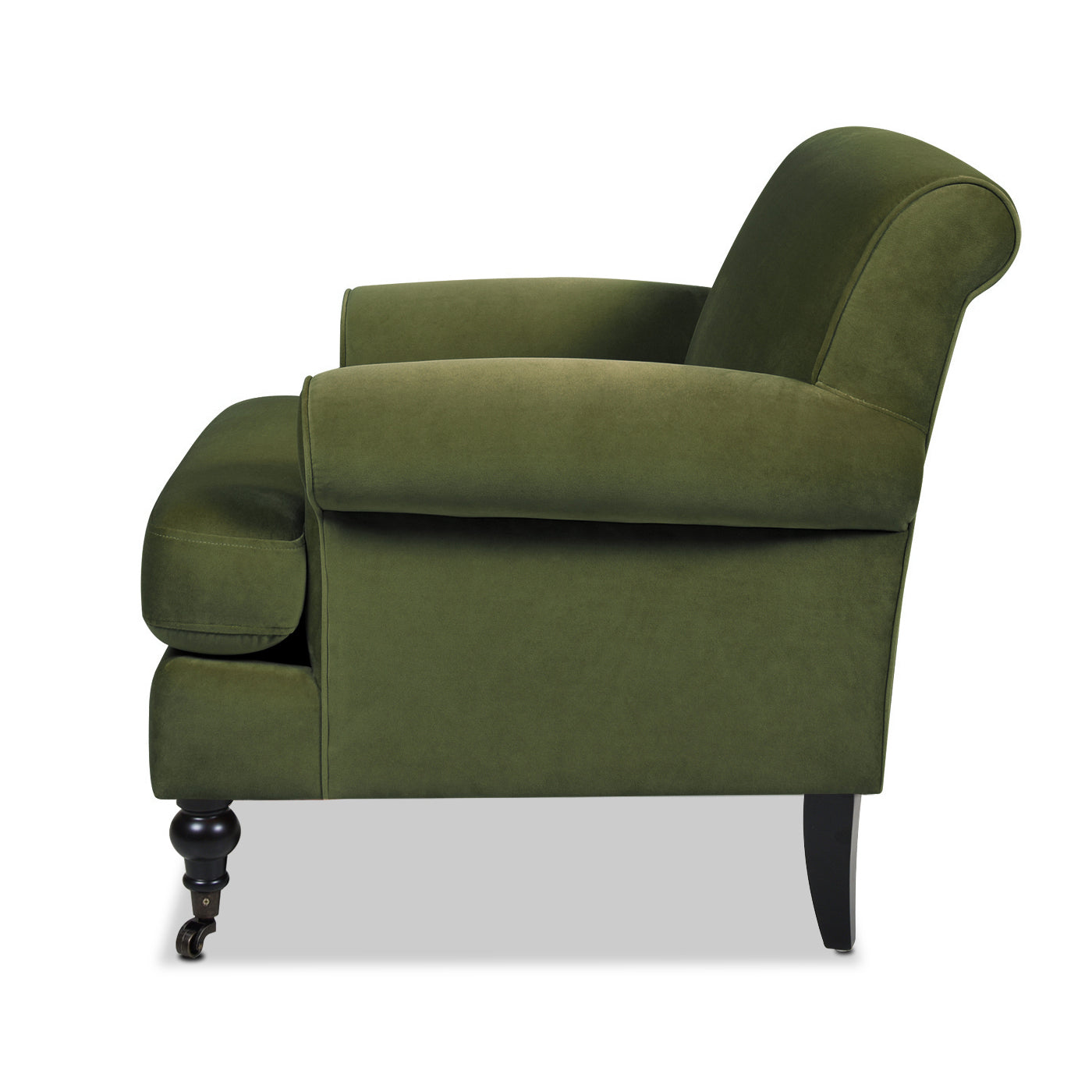 Alana 38" Lawson Accent Arm Chair Metal Casters, Olive Green Performance Velvet Olive Green Foam Velvet