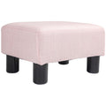 Homcom Ottoman Foot Rest, Small Foot Stool With Linen Fabric Upholstery And Plastic Legs, Cube Ottoman For Living Room, Pink Pink Linen