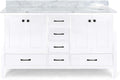 73'' Bathroom Vanity With Marble Top & Double Ceramic Sinks, 4 Doors, 6 Drawers, White White Plywood