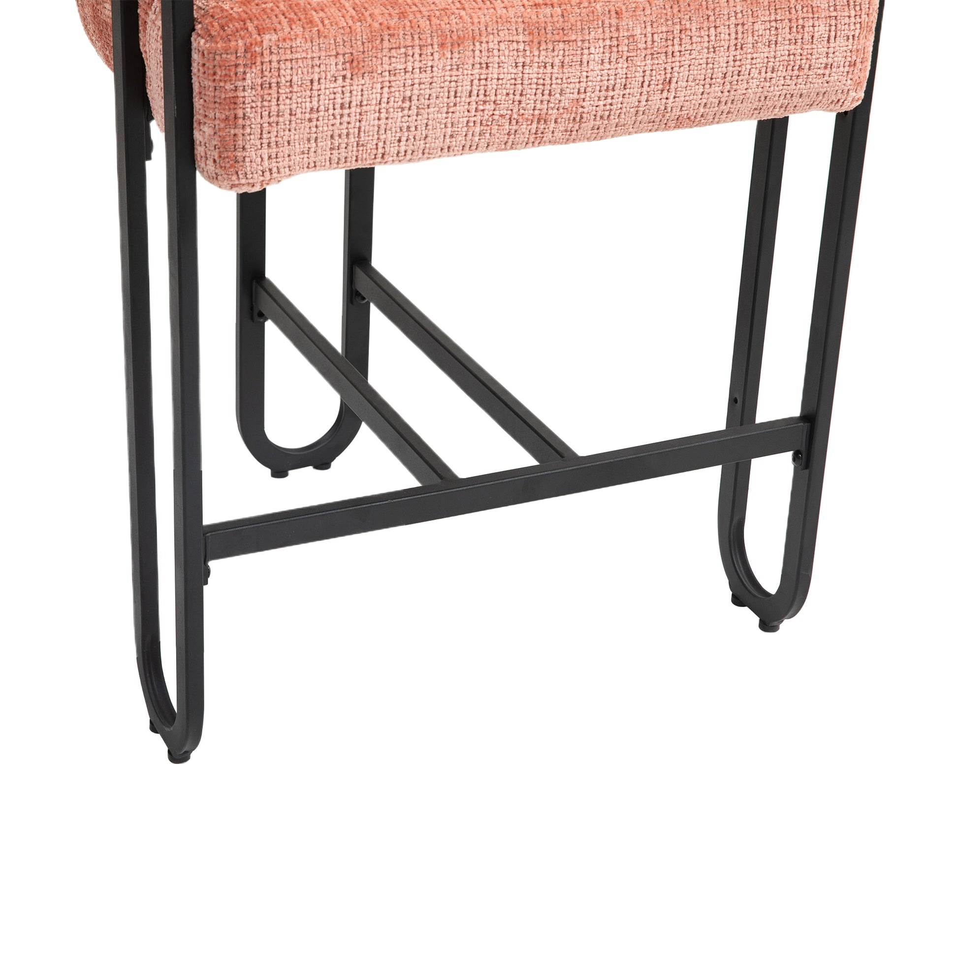 Coolmore Bar Stools Set Of 2, Modern Bar Stool With Back, Black Metal Frames, Upholstered Bar Stools For Kitchen Island, Pub, Club Pink Chenille Pink Dining Room Foam Chenille