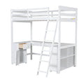 Twin Size Loft Bed With U Shaped Desk, Drawers And Storage Shelves, White Box Spring Not Required Twin White Wood Bedroom Solid Wood Mdf