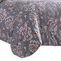 Tyler 8 Piece Microfiber Queen Bed Set, Floral Print, The Urban Port, Gray Queen Gray Fabric