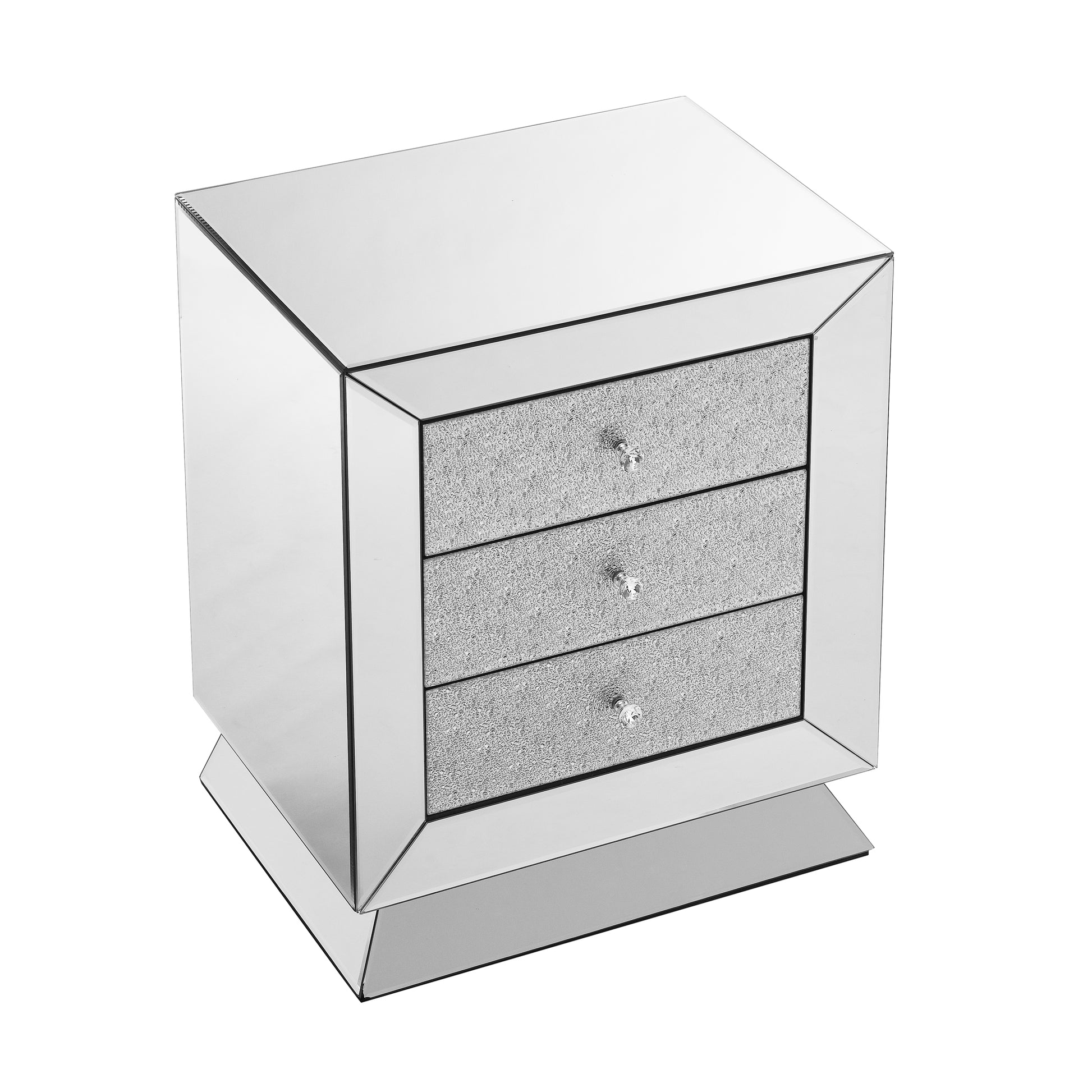 W 22 "X D 16.5" X H26.4 "Elegant Mirror Three Drawer Cabinet, Drawer Inlaid With Diamond Glass Mirror Three Drawer Cabinet, Suitable For Corridor, Living Room, Corner, Bedroom, Sofa Chest 3 4 Drawers Glass Pane Silver Bedroom Glass Doors American Design