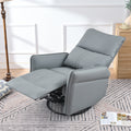 Rocking Recliner Chair,360 Degree Swivel Nursery Rocking Chair,Glider Chair,Modern Small Rocking Swivel Recliner Chair For Bedroom,Living Room Chair Home Theater Seat,Side Pocket Blue Gray Solid Blue Gray Light Brown Primary Living Space Foam Wipe Clean