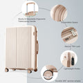 Luggage Sets 3 Piece Suitcase Set 20 24 28 With Usb Port,Carry On Luggage Airline Approved,Pp Lightweight Suitcase With Spinner Wheels,Ivory And Golden Ivory Gold Polypropylene