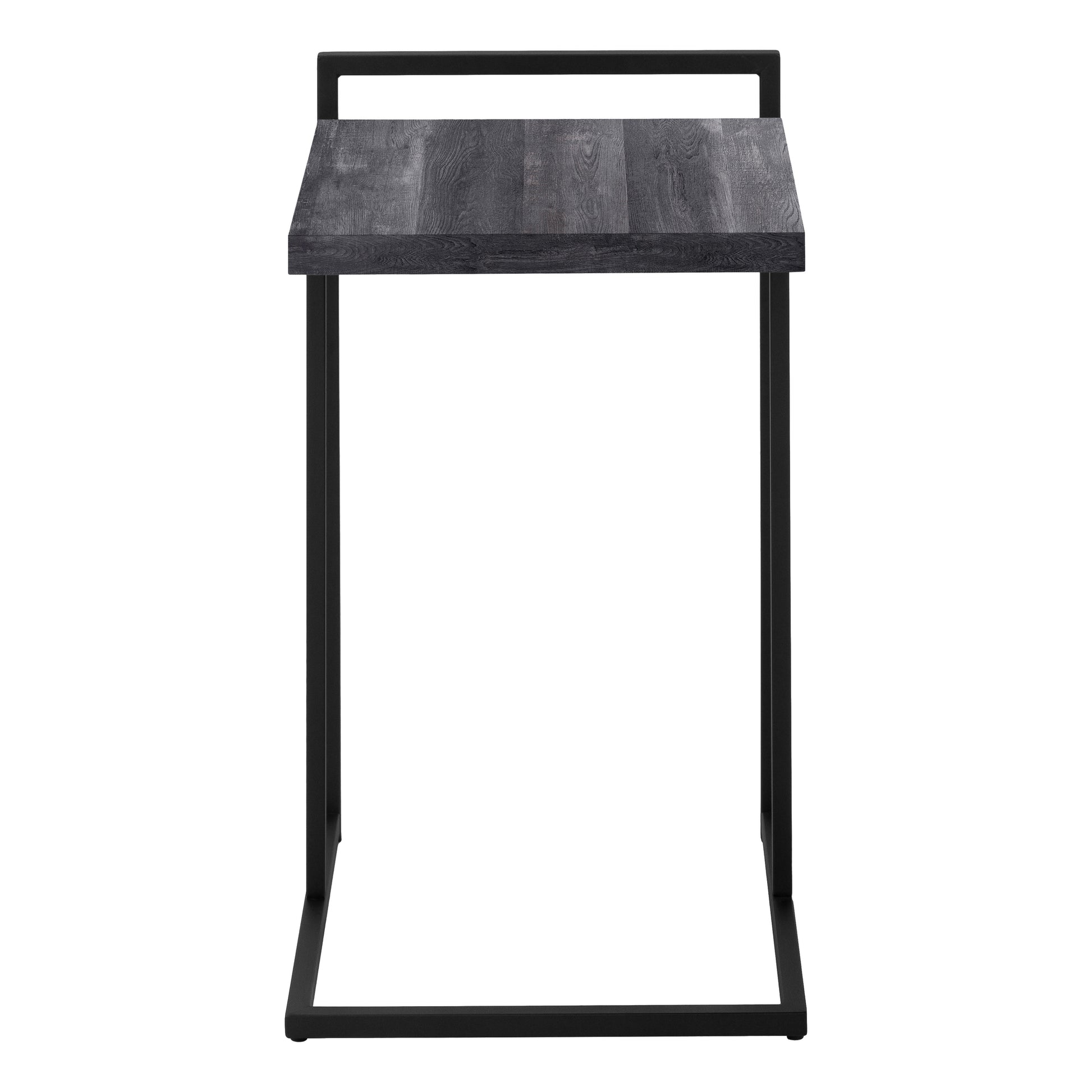 Accent Table, C Shaped, End, Side, Snack, Living Room, Bedroom, Black Laminate, Black Metal, Contemporary, Modern Black Particle Board