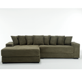 Arrived Oversized Two Piece Couches, L Shaped Sofa, Corduroy, Left Chaise Daybed,With Armrests,Eight Throw Pillows,Corner Sofa,Easy To Assemble, Green Green Polyester Wood Primary Living Space Medium Soft Pillow Back Modern Square Arms Wood 3 Seat