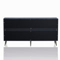 Modern Lacquered 4 Door Wooden Cabinet Sideboard Buffet Server Cabinet Storage Cabinet, For Living Room, Entryway, Hallway, Office, Kitchen And Dining Room, Distressed Black Lacquered Distressed Black Adjustable Shelves Engineered Wood