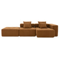 105.5'' L Shaped Modular Sectional Sofa,Minimalist Corduroy Floor Couch Set,Convertible Foam Filled Cloud Couch For Living Room,3 Pc Free Combination,No Assembly Required,3 Colors Brown Corduroy 4 Seat