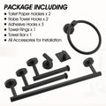 9 Pieces Bathroom Hardware Accessories Set Towel Bar Set Wall Mounted Matte Black Stainless Steel