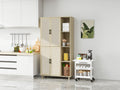 4 Door Cabinet With 4 Shelves With 4 Adjustable Inner Shelves, Storage Cabinet Natural Mdf