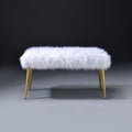 White And Gold Bench With Straight Legs White Gold Bedroom White Contemporary Fabric Metal