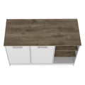 Ginger Kitchen Island, Three Open Shelves, Two Cabinets White Dark Brown Multicolor Dining Room Modern Rectangular Stationary Kitchen Islands Particle Board Particle Board Medium 40 55In