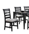 Black Color 6Pc Dining Set Table And 4X Side Chairs 1X Bench Upholstered Fabric Cushion Seats Solid Wood Dining Room Furniture Wood Dining Room Solid Wood Rubberwood Rectangular Dining Table With Chair And Bench Upholstered Chair Wood Black Ladder Back