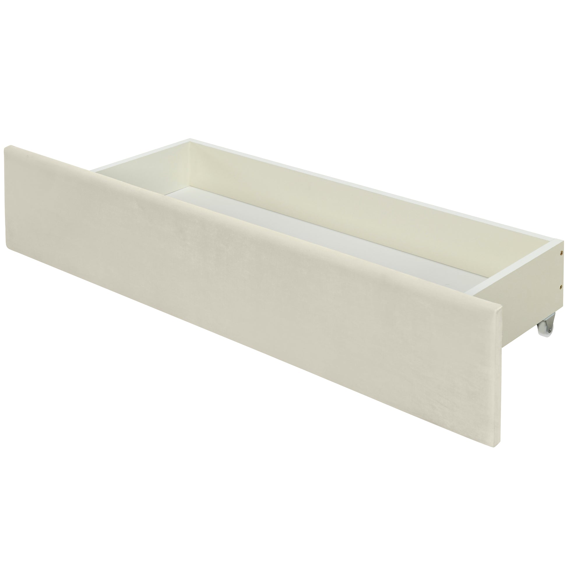 Queen Size Upholstered Platform Bed With Twill Headboard, Pullout Bed And Two Drawers, Flannel, Beige Queen Beige Mdf Lvl