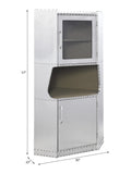 Aluminum 2 Door Cabinet With 1 Shelf Freestanding 1 2 Shelves Silver Primary Living Space Shelves Included Industrial,Rustic Wood Metal