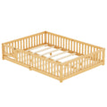 Queen Size Bed Floor Bed With Safety Guardrails And Door For Kids, Natural Expect Arrival Date 2024.7.26 , Old Sku W158090701 Queen Natural Pine