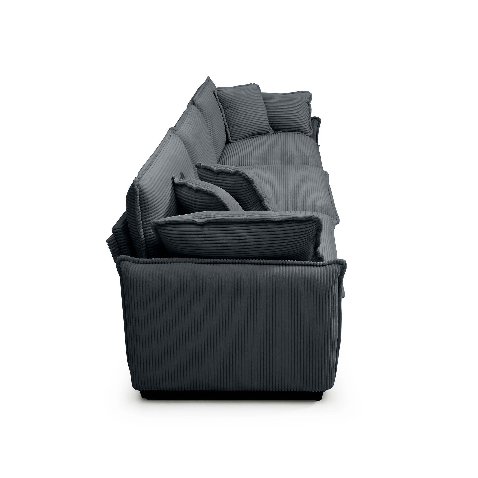 3 Piece Comfortable Oversized Sectional Sofa, One Single Sofa And One 2 Seater Sofa And One 3 Seater Sofa ,Grey Corduroy Deep Seat Sofa Grey Corduroy 6 Seat