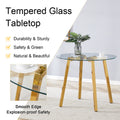 Modern Luxurious Round Tempered Glass Dining Table With Gold 7 Shaped Metal Legs,Suitable For Family Meals, Office Conferences, Or As A Casual Coffee Table For Various Occasions.36*36*29.5 Gold