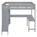 Full Size Loft Bed With Desk And Shelf Gray Full Gray Solid Wood