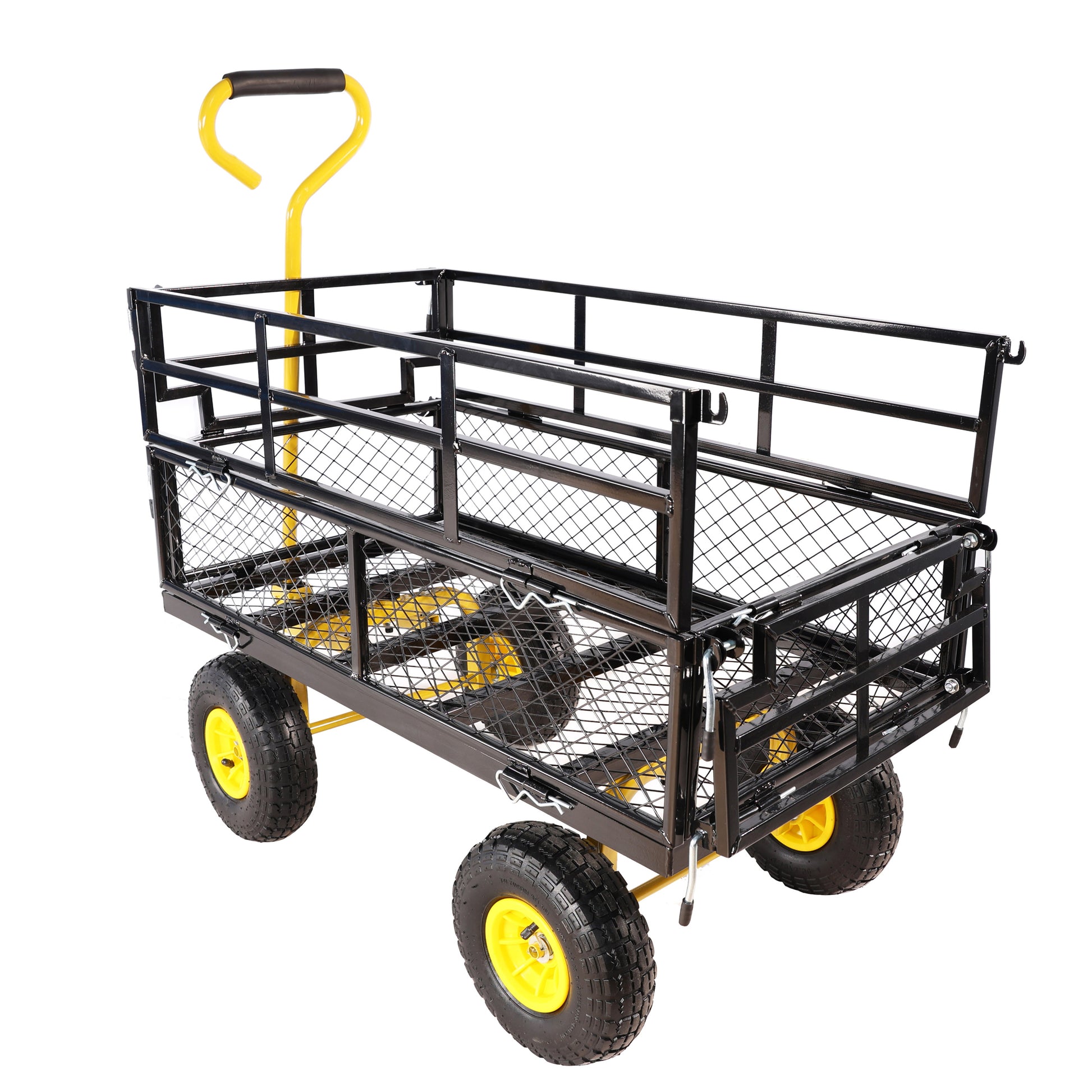 Wagon Cart Garden Cart Trucks Make It Easier To Transport Firewood Yellow Black Black Garden & Outdoor Metal