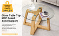 Modern Practical Circular Coffee Tables. Made Of Transparent Tempered Glass Tabletop And Wood Colored Mdf Material. Suitable For Living Rooms And Bedrooms.31.5