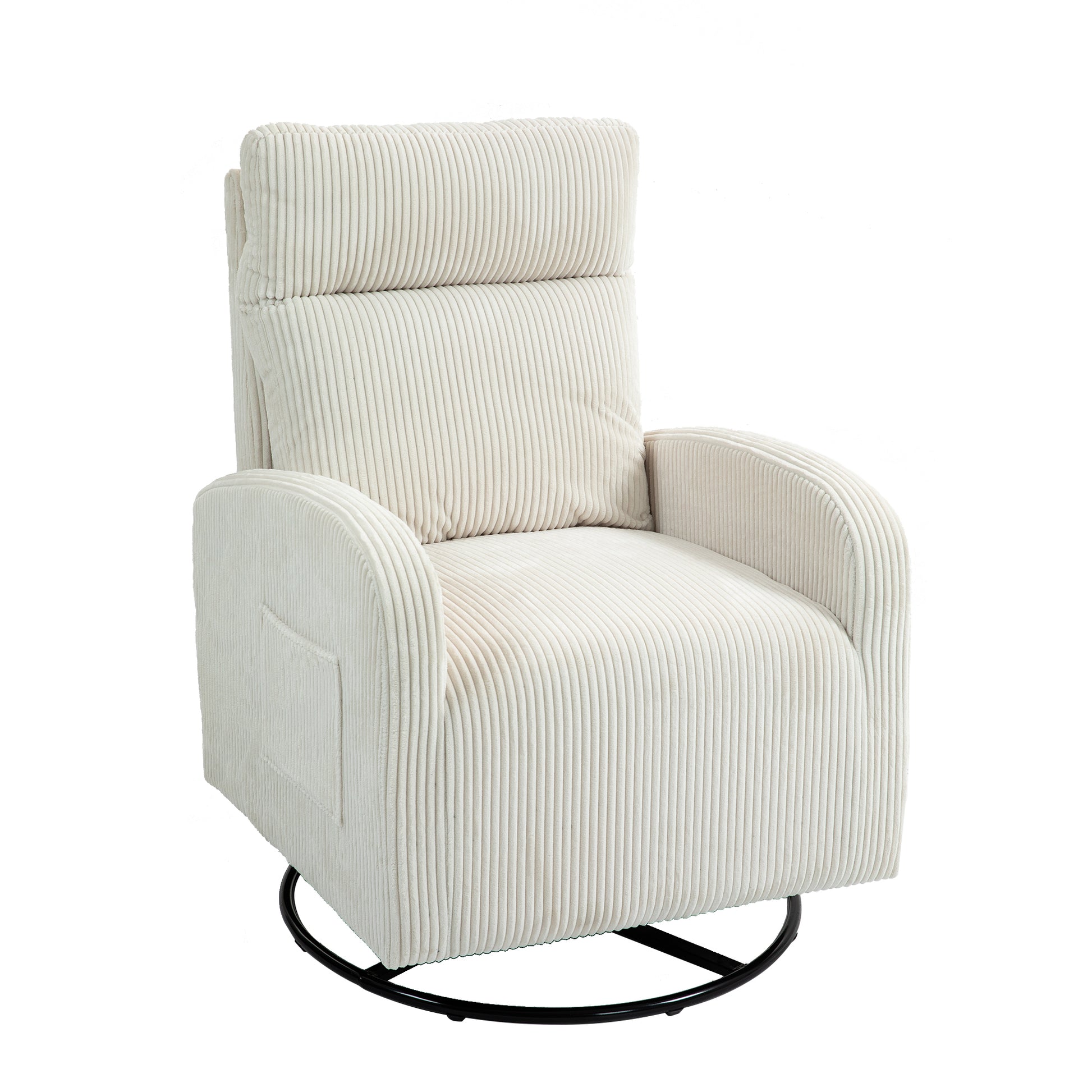Jiada Upholstered Swivel Glider.Flannel Fabric.Rocking Chair For Nursery In Beige.Modern Style One Left Bag Beige Primary Living Space Foam Fabric Metal