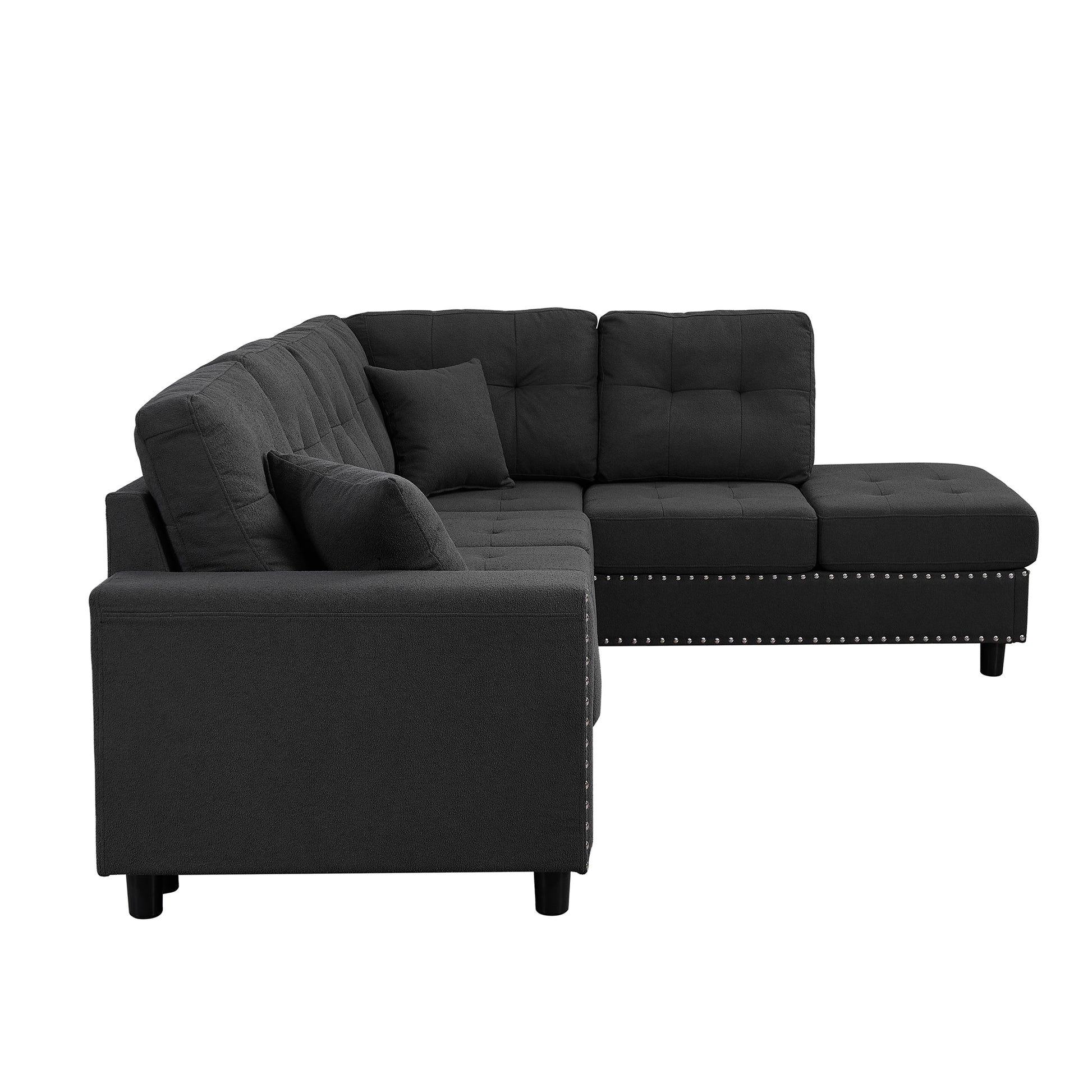 109.2''L Shaped Modular Sectional Sofa With Removable Back Cushions And 2 Pillows, Suitable For Living Rooms, Offices, And Apartments Dark Gray Polyester 5 Seat