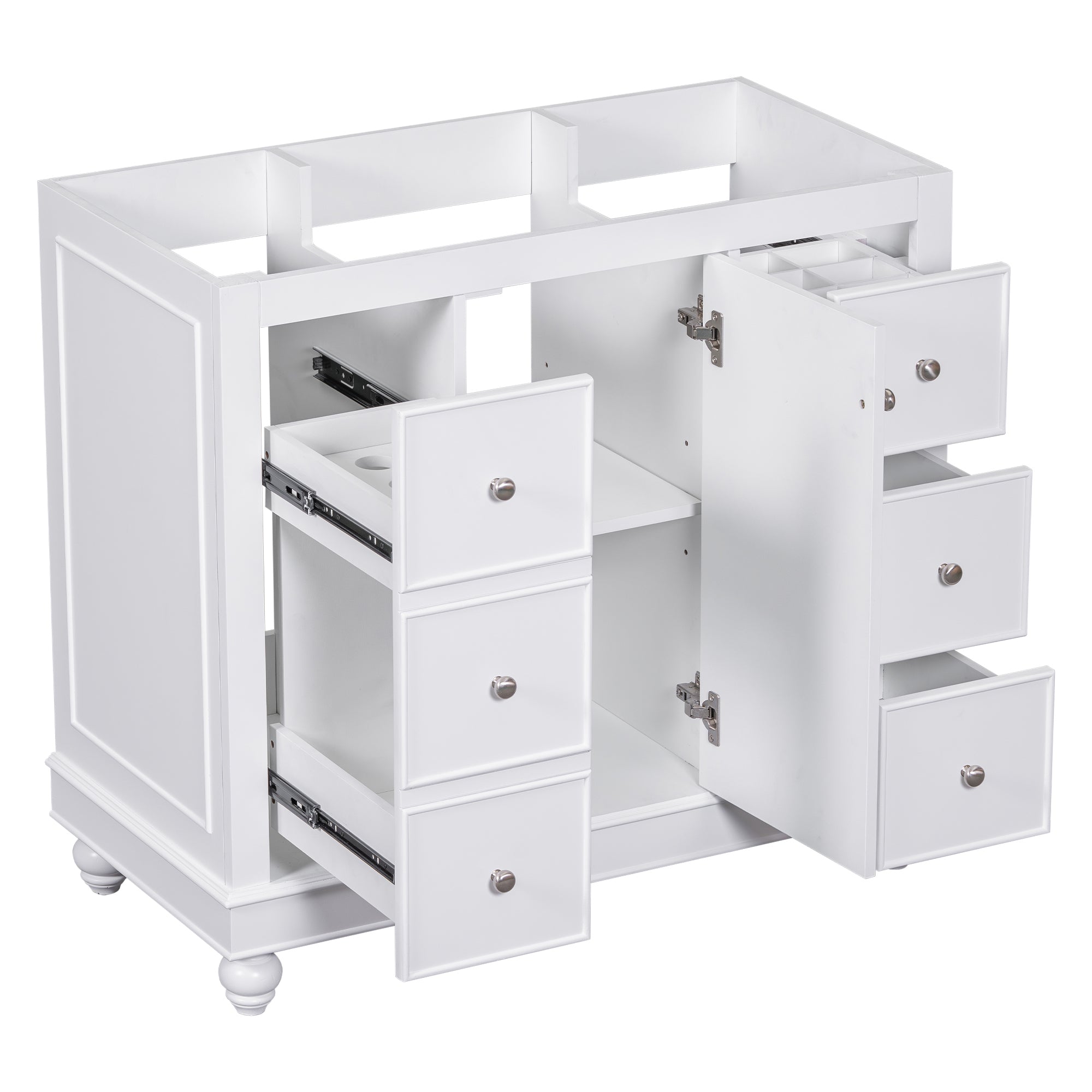 Cabinet Only 36" White Bathroom Vanity Sink Not Included White Solid Wood Mdf Resin