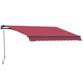 Outsunny 10' X 8' Retractable Awning, Patio Awnings, Sunshade Shelter W Manual Crank Handle, Uv & Water Resistant Fabric And Aluminum Frame For Deck, Balcony, Yard, Red Red Aluminum