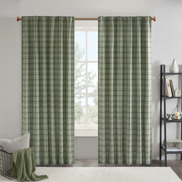 Plaid Rod Pocket And Back Tab Curtain Panel With Fleece Lining Multicolor Polyester